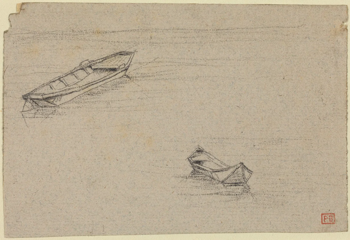 Two Boats for "L'Abside de Notre-Dame de Paris" by Charles Meryon, drawing, 1854
