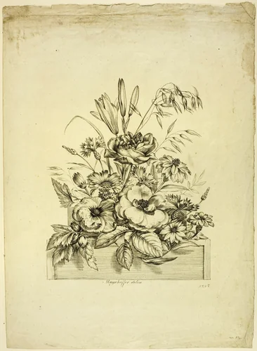 Flower Piece by Johann Nepomuk Mayrhoffer, print, 1784-1832