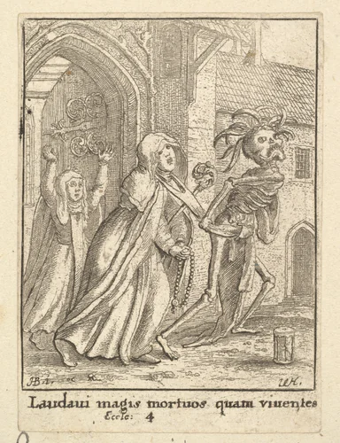 The Abbess, from the Dance of Death by Wenceslaus Hollar, print, 1651-1800