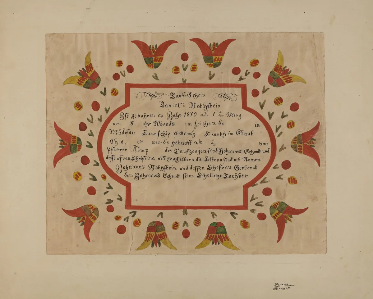 Fraktur by Richard Barnett, index of american design, 1935-1942