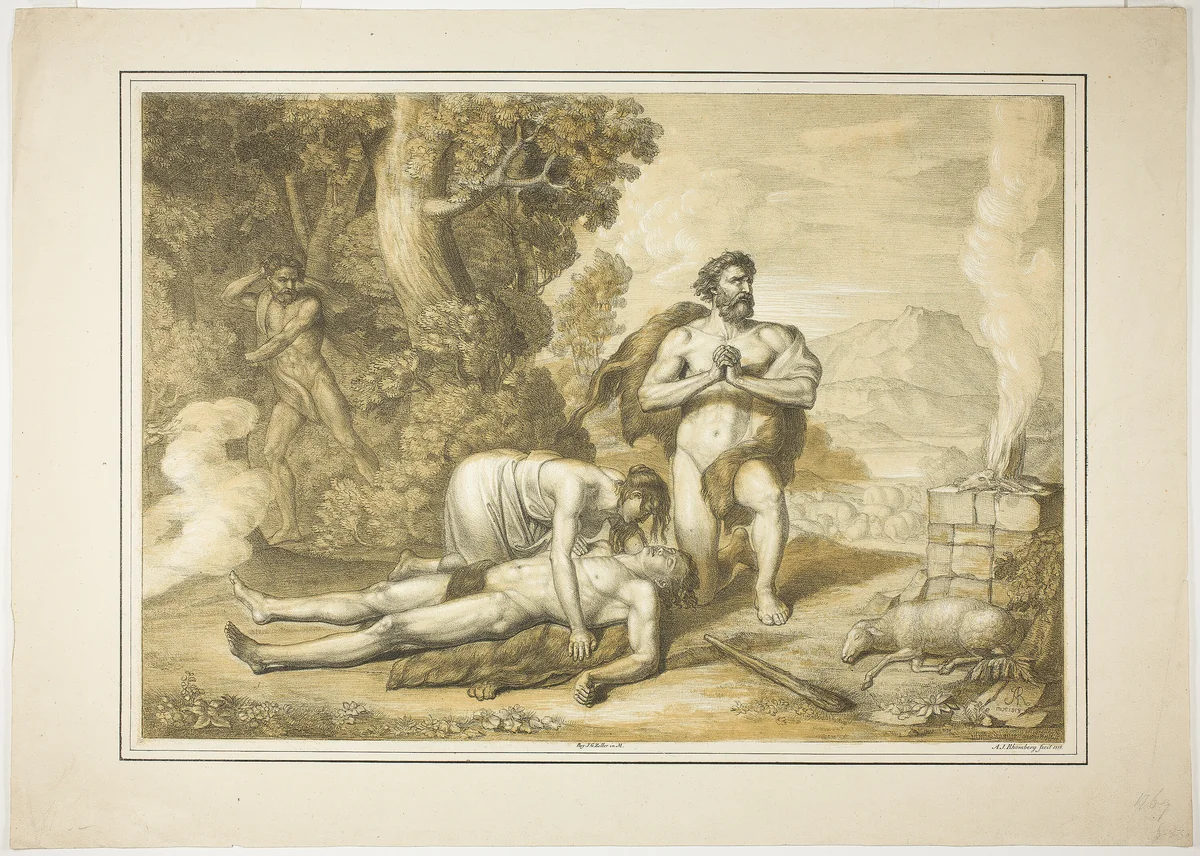 The Mourning of the Dead Abel by Joseph Anton Rhomberg, print, 1818