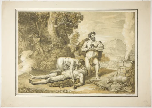 The Mourning of the Dead Abel by Joseph Anton Rhomberg, print, 1818
