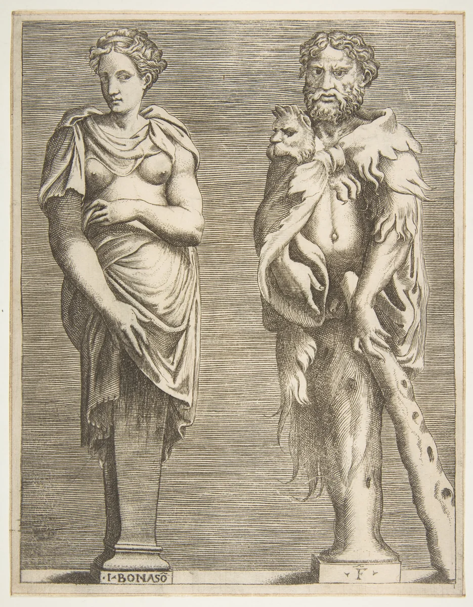 Terms of Hercules and Deianira by Giulio Bonasone, print, 1526-1536
