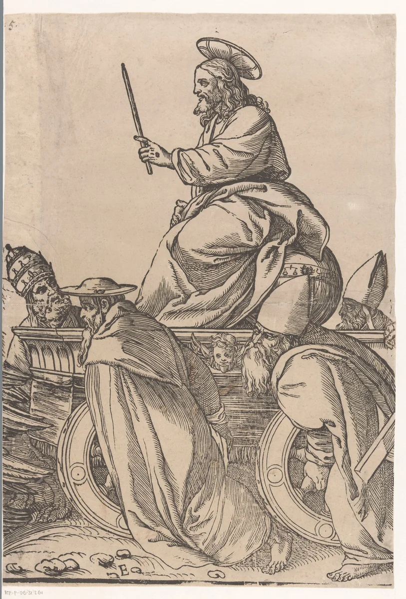 Triomf van Christus (vijfde deel) by Andrea Andreani, print, 1568-1629
