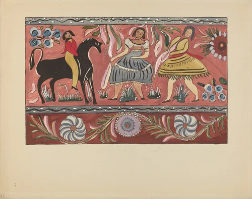 Plate 42: Painted Chest Design: From Portfolio "Spanish Colonial Designs of New Mexico" by American 20th Century, index of american design, 1935-1942