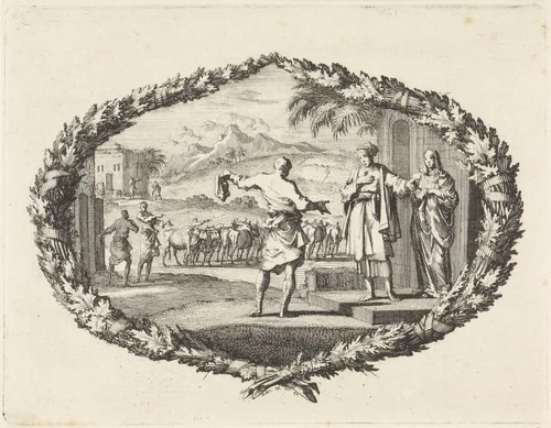 Gelijkenis van een bruiloftsfeest by Jan Luyken, print, 1700