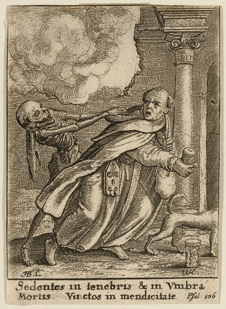 The Monk and Death by Wenceslaus Hollar
Hans Holbein the younger, print, 1651