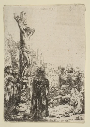 The Crucifixion: Small Plate by Rembrandt van Rijn, print, 1630-1640