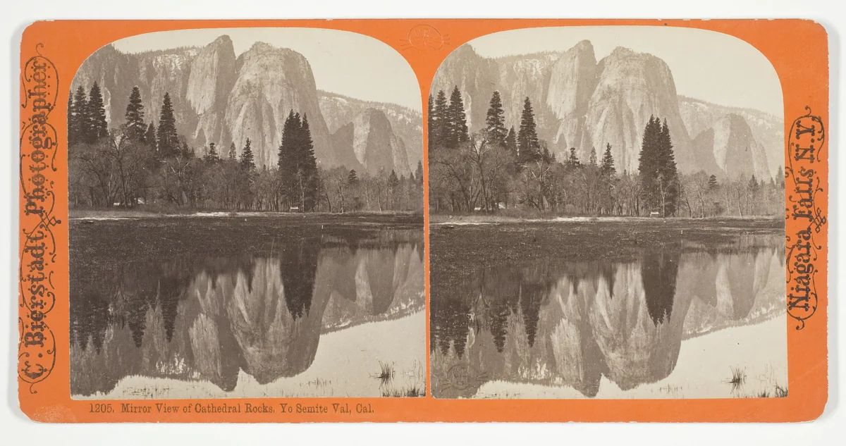 Mirror View of Cathedral Rocks. Yo Semite Val, Cal. by Charles Bierstadt, photograph, 1863-1903