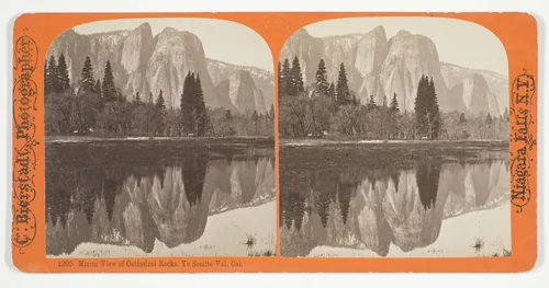 Mirror View of Cathedral Rocks. Yo Semite Val, Cal. by Charles Bierstadt, photograph, 1863-1903