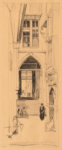 A Courtyard in Cairo by David Young Cameron, drawing, 1880-1940