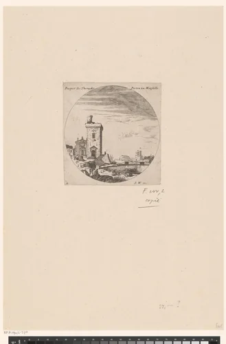 Gezicht op de toren bij de haven van Marseille by anonymous, print, 1631-1691