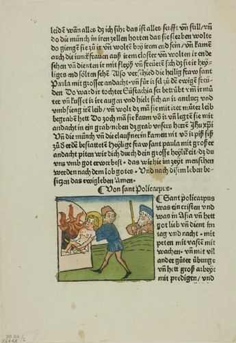 Saint Policarpus from Lives of the Heiligenleben, Sommerteil (Saints, Summertime), Plate 2 from Woodcuts from Books of the 15th Century by Johannes Baemler, print, 1475