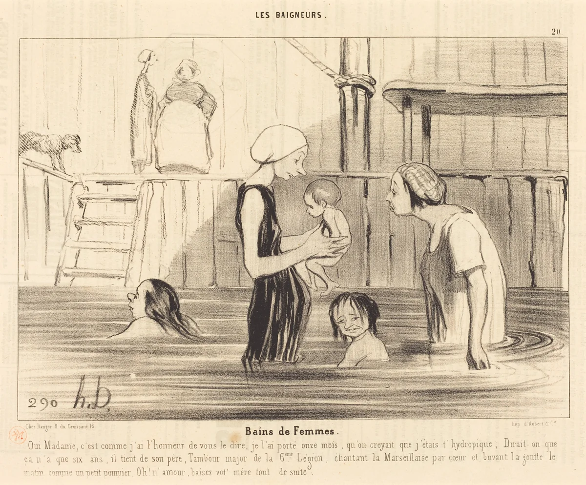 Bains de Femmes by Honoré Daumier, print, 1841