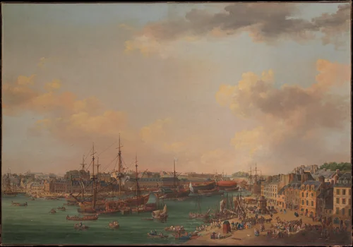 The Outer Harbor of Brest by Henri Joseph van Blarenberghe, painting, 1773