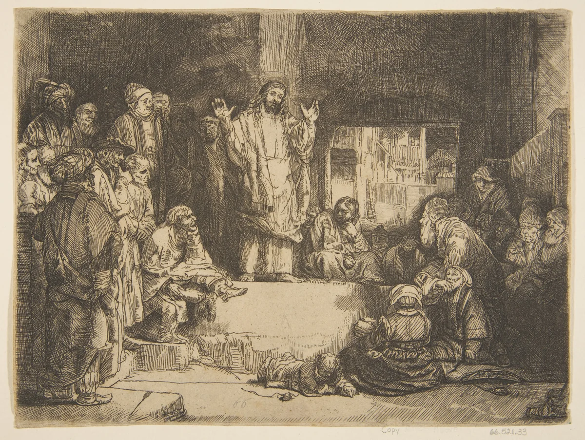 Christ Preaching (La Petite Tombe) (copy) by Rembrandt van Rijn, print, 1620-1966