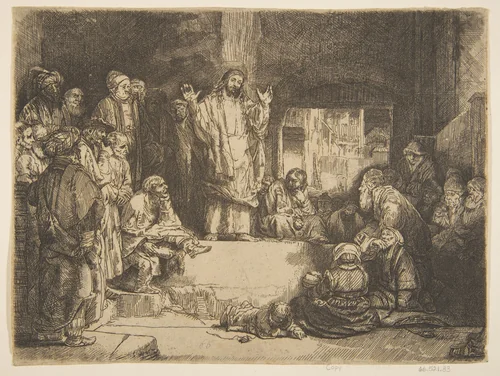 Christ Preaching (La Petite Tombe) (copy) by Rembrandt van Rijn, print, 1620-1966