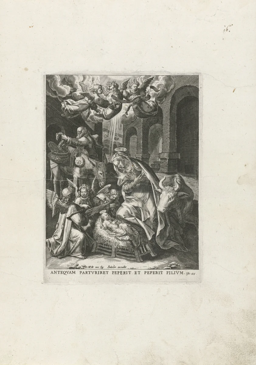 Geboorte van Christus by Johann Sadeler, print, 1587-1589