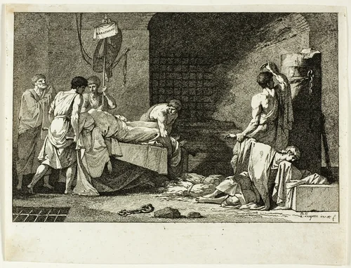 Devotion of Cimon or Funeral of Miltiade by Jean François Pierre Peyron, print, 1782