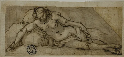 Reclining Female Nude by Lazzaro Tavarone, drawing, 1576-1641