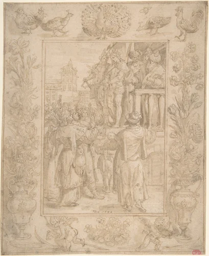 Ecce Homo by Maerten de Vos, drawing, 1584