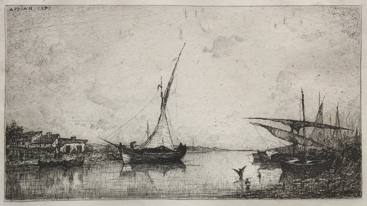 Canal at Martiques by Adolphe Appian, print, 1872