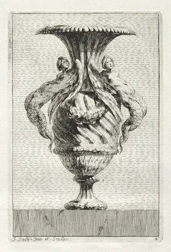 Suite of Vases: Plate 4 by Jacques François Saly, print, 1746