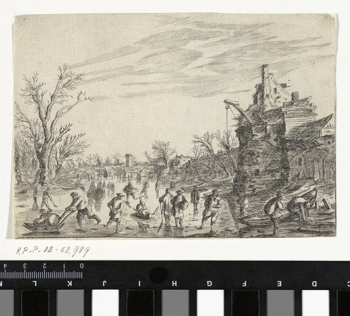 Winterlandschap met ijsvermaak by anonymous, print, 1620-1706