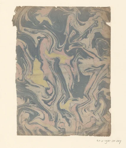 Fantasiemarmer in blauw, roze en geel by anonymous, other, 1700-1850