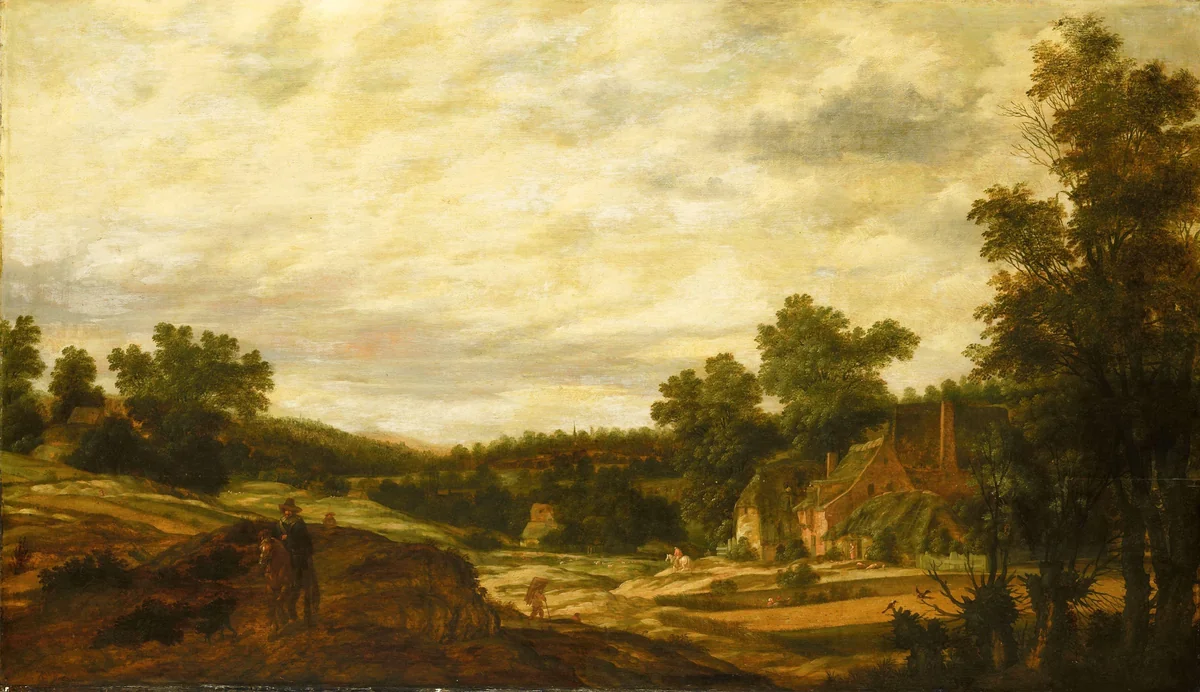 Hilly landscape by Pieter Stalpaert, painting, 1635