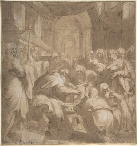 Circumcision in the Temple by Hans Speckaert, drawing, 1560-1577