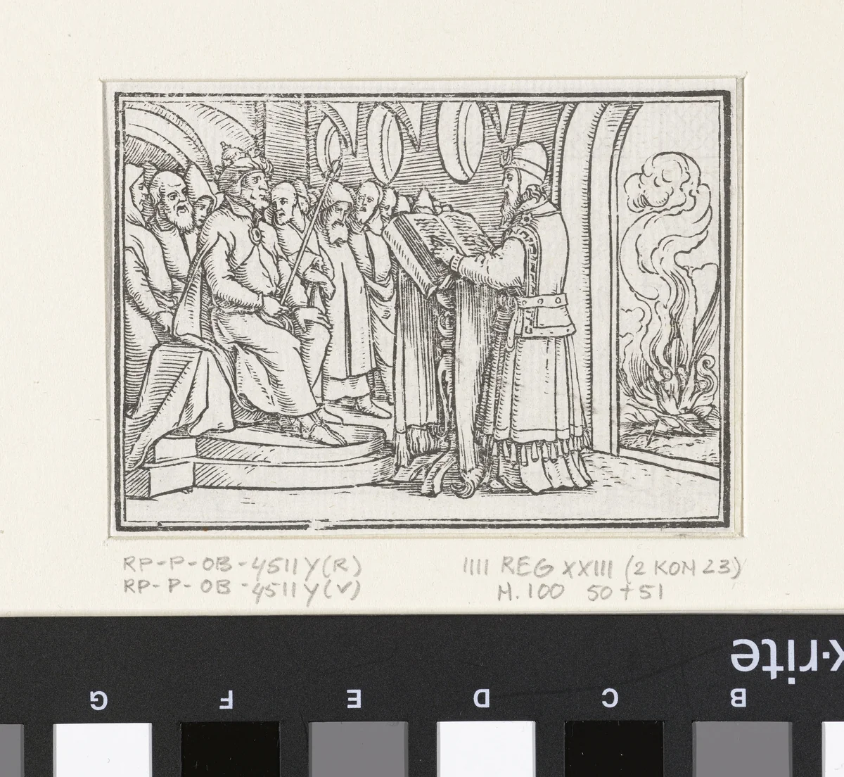 Chilkia leest de wetten voor aan koning Josia by Hans Holbein, print, 1538