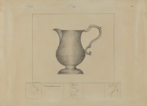 Pewter Creamer by Henry Meyers, index of american design, 1937
