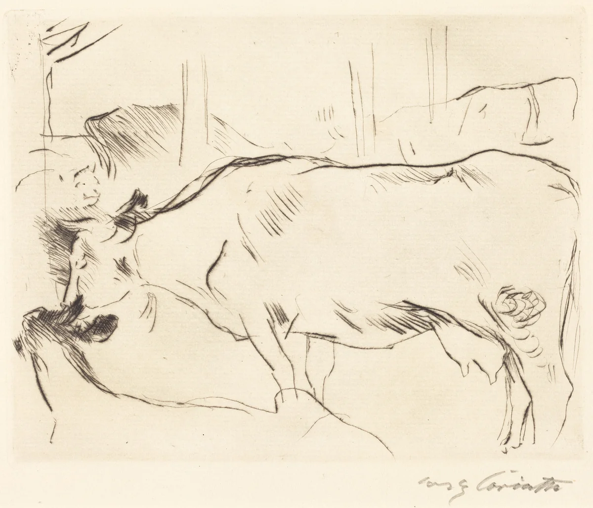 Kuhstall II (Cow Barn II) by Lovis Corinth, print, 1914