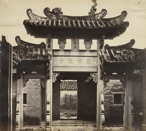 Arch in Confucius Temple, Canton by Felice Beato, photograph, 1860
