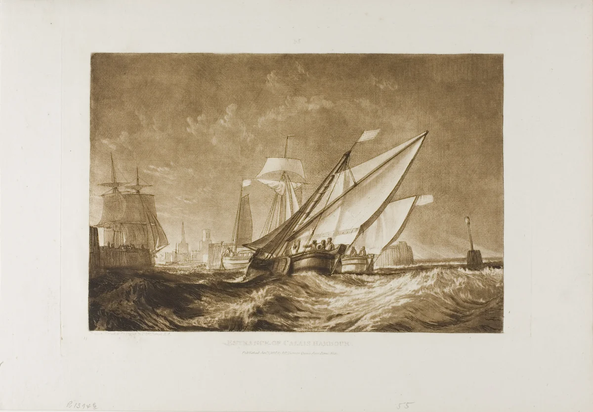 Entrance of Calais Harbour, plate 55 from Liber Studiorum by Joseph Mallord William Turner, print, 1816