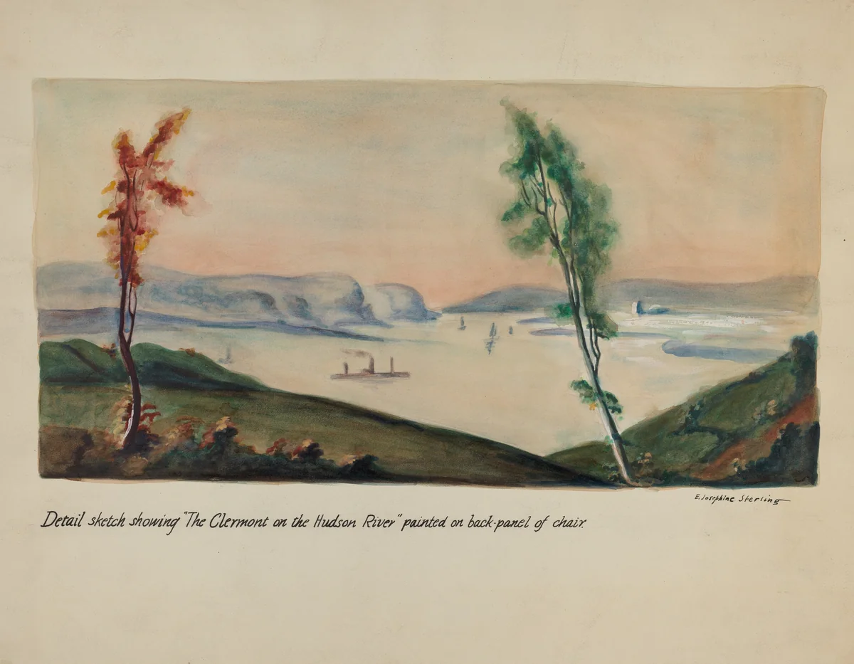 "Clermont on Hudson" Painting by Ella Sterling, index of american design, 1935-1942