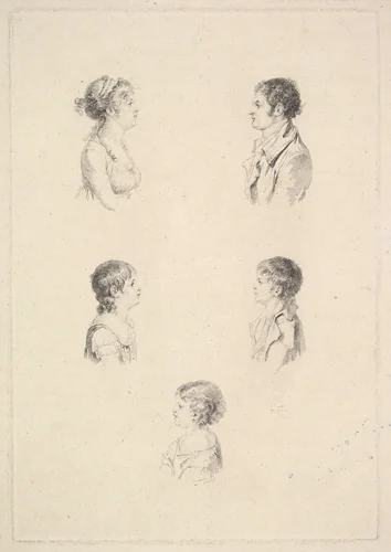 La Famille Renouard (The Renouard Family) by Augustin de Saint-Aubin, print, 1801