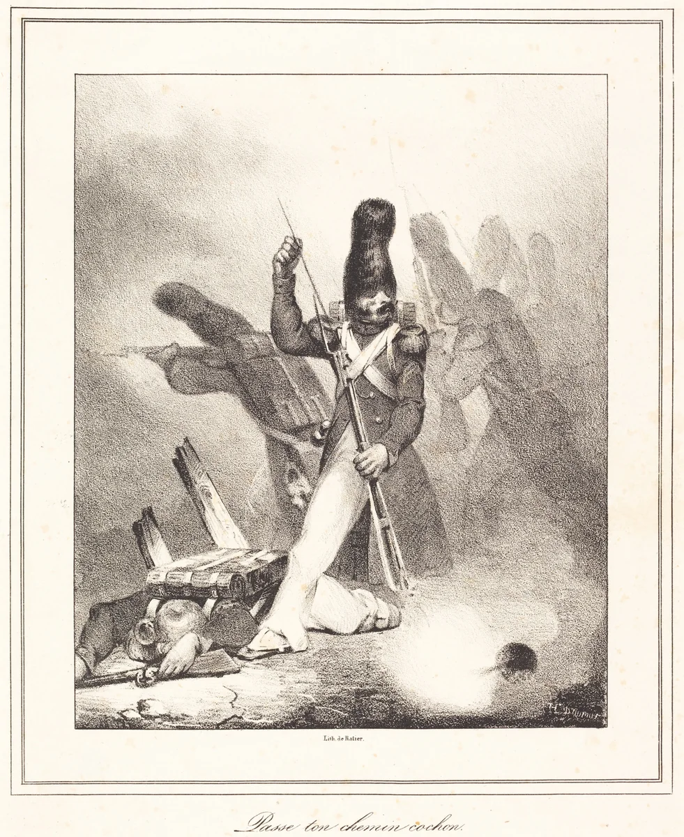 Passe ton chemin, cochon by Honoré Daumier, print, 1830