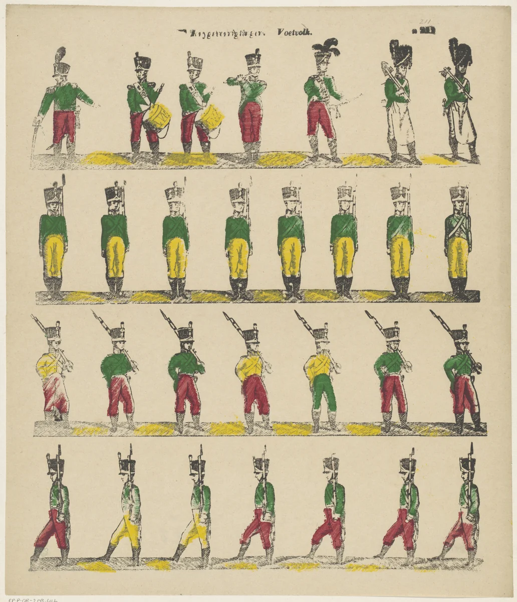 Krygsverrigtingen / Voetvolk by Glenisson & Zonen, print, 1856-1900