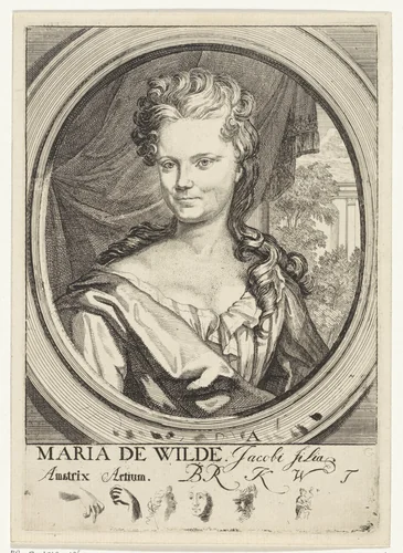 Zelfportret by Maria de Wilde, print, 1700-1755