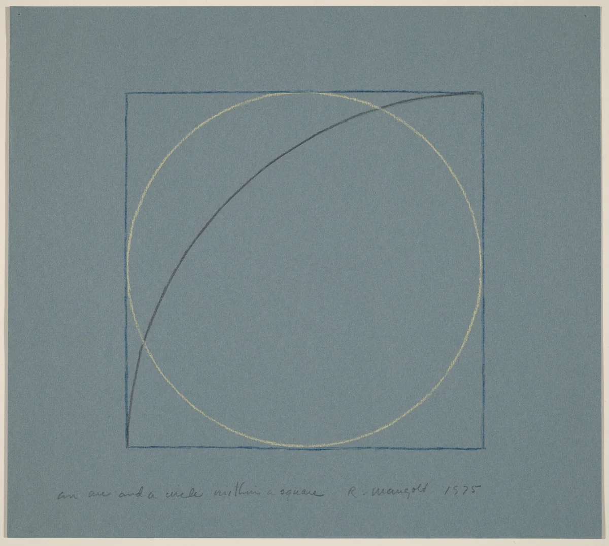 An Arc and a Circle within a Square by Robert Mangold, drawing, 1975