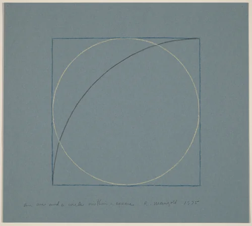 An Arc and a Circle within a Square by Robert Mangold, drawing, 1975