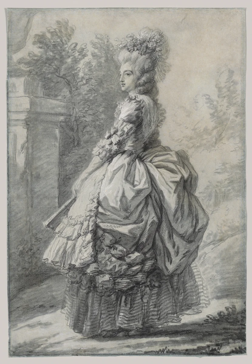 Marie Antoinette in a Park by Elisabeth Louise Vigée Le Brun, drawing, 1775-1786