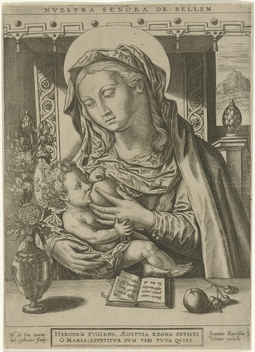 Maria zoogt het Christuskind by Unknown, print, 1560-1595