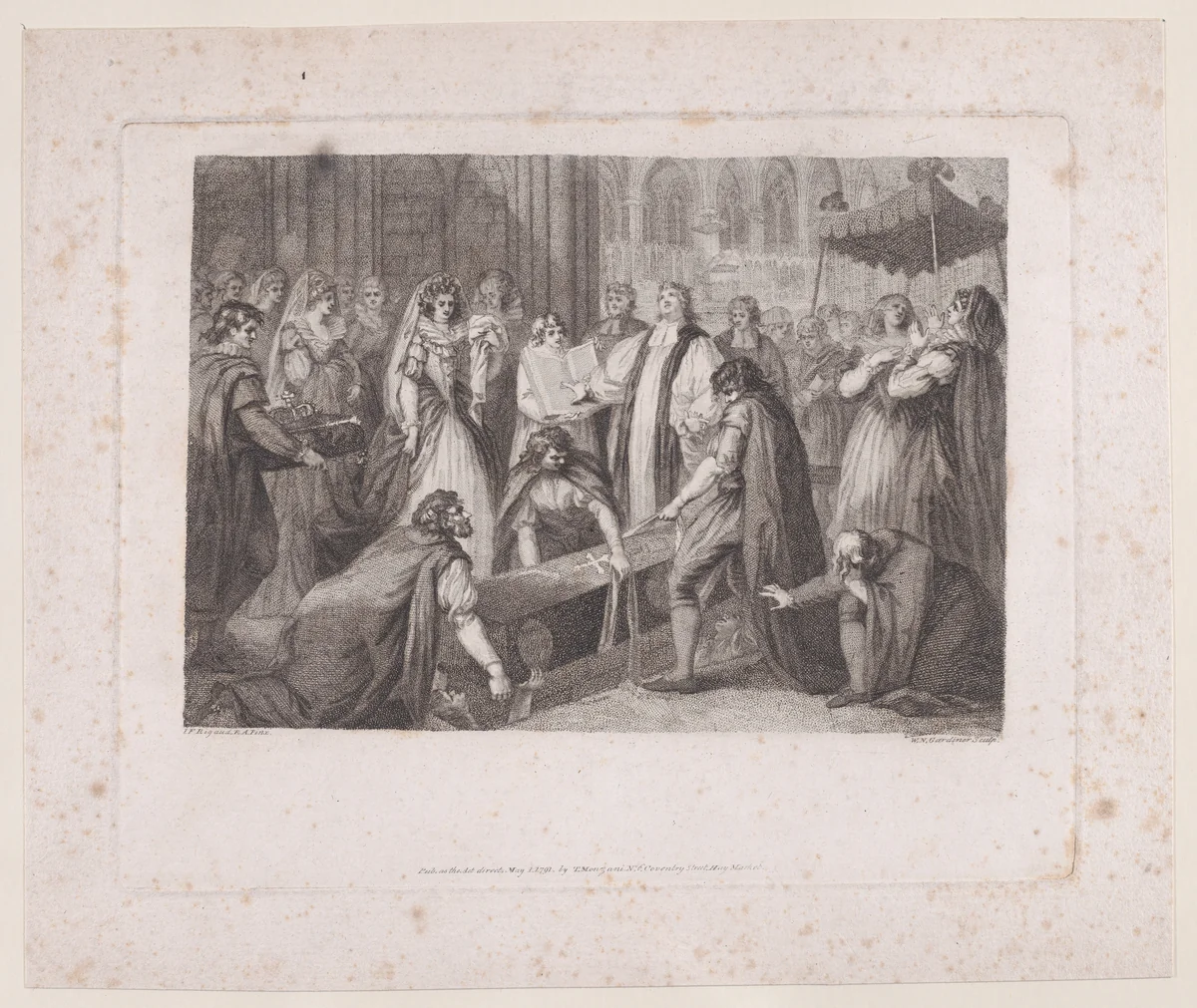The Internment of Mary, Queen of Scots by William Nelson Gardiner, print, 1791