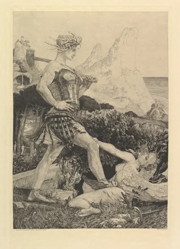 Zeit und Ruhm, from the series Vom Tode Zweiter Teil by Max Klinger, print, 1870-1920