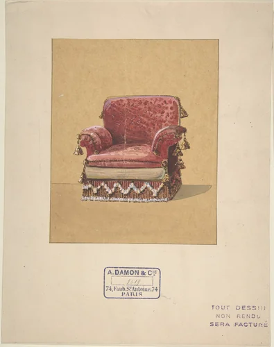 Design for an Armchair by A. Damon et Cie., drawing, 1800-1899