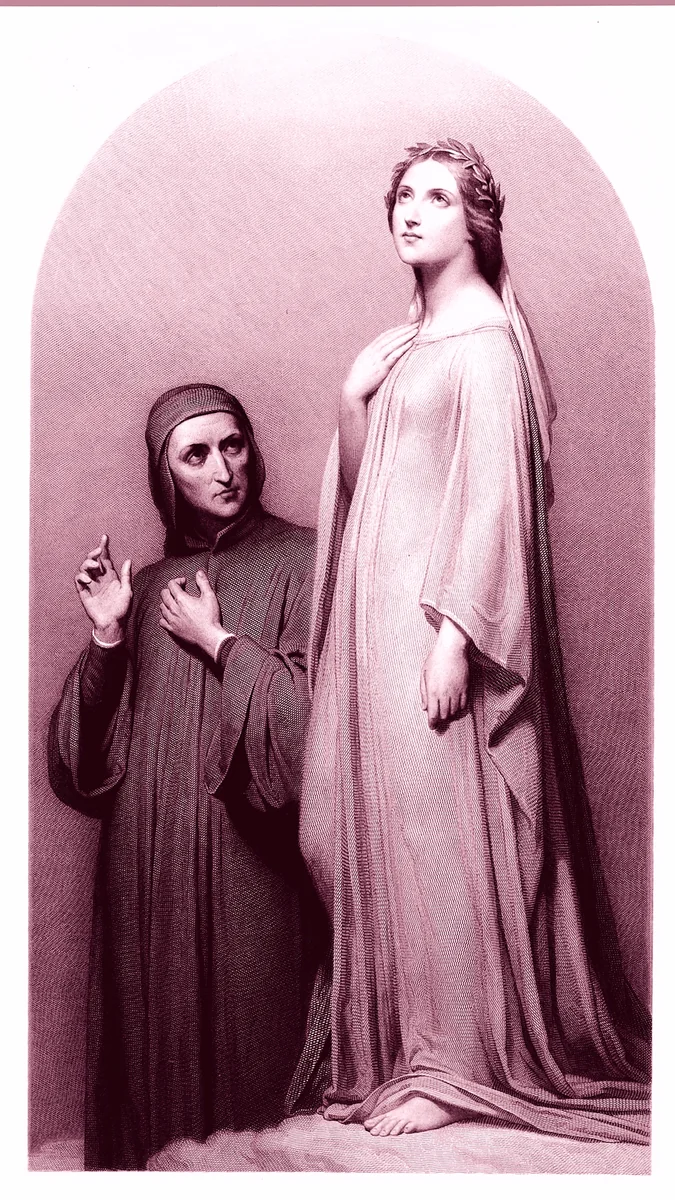 Dante and Beatrice by Narcisse Lecomte, print, 1805-1882