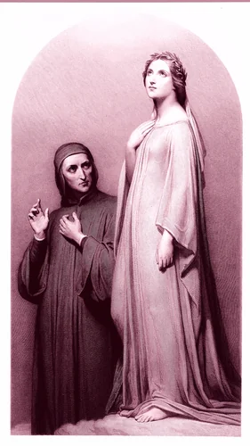 Dante and Beatrice by Narcisse Lecomte, print, 1805-1882